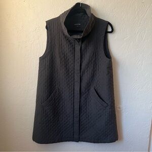 Eileen Fished Quilted Silk Long Lined Grey Vest
